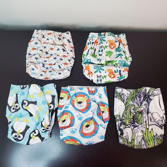 Cloth Diaper LOT 5 OS Pocket Diapers Mixed Brands Fixer Lot Relaxed Elastics - Picture 2 of 12